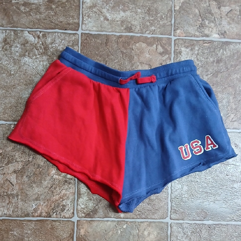 EUC ModernLux USA Colorblock Women's Lounge Shorts - Red & Blue